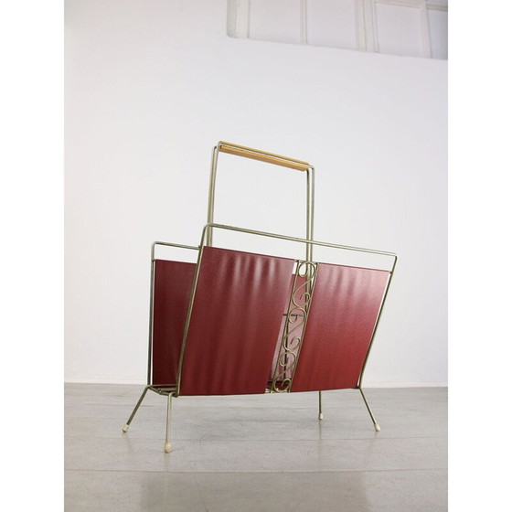 Image 1 of Mid-century Italian red magazine rack