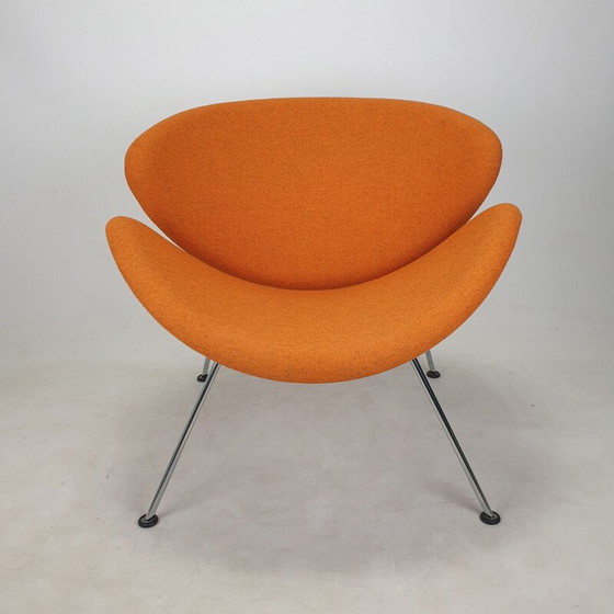 Image 1 of Vintage armchair in orange slice and chromed metal by Pierre Paulin for Artifort, 1980