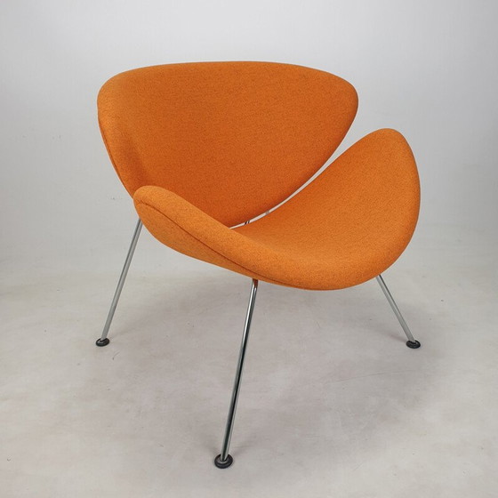 Image 1 of Vintage armchair in orange slice and chromed metal by Pierre Paulin for Artifort, 1980
