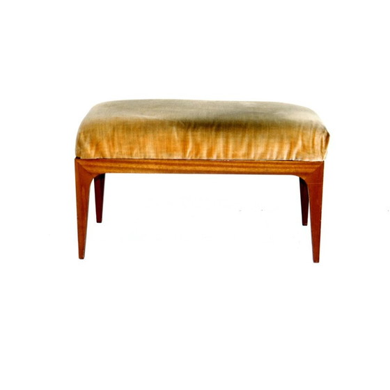 Image 1 of Vintage mahogany and velvet footrest, Sweden 1950
