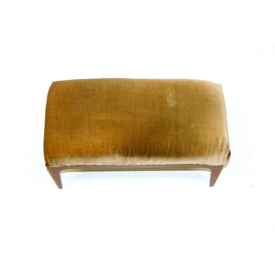 Image 1 of Vintage mahogany and velvet footrest, Sweden 1950