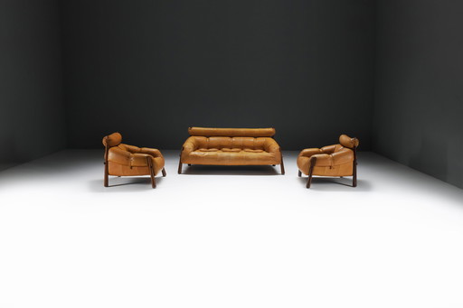 Stunning Mp-81 Lounge Set In Cognac Leather By Percival Lafer For Lafer S.A.