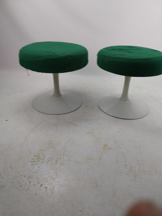 Image 1 of 2 x midcenturymodern tulip foot stools green white