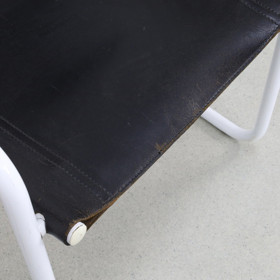 Image 1 of 4x Leather Dining Chair in Bauhaus Style, 1980s