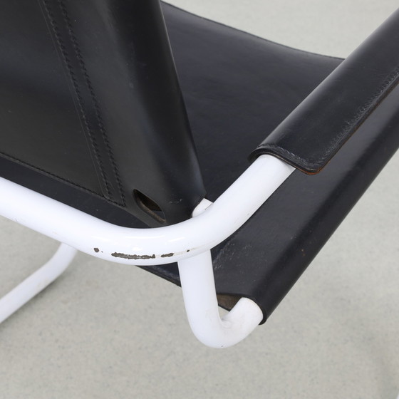 Image 1 of 4x Leather Dining Chair in Bauhaus Style, 1980s