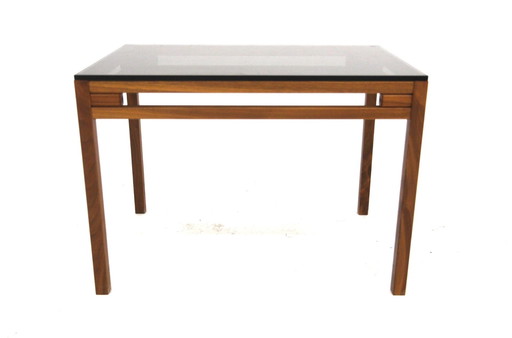  Scandinavian Walnut And Glass Side Table, Sweden, 1960