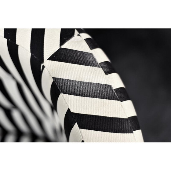 Image 1 of Pair of vintage Scandinavian rounded armchairs with black and white stripes, 1960s