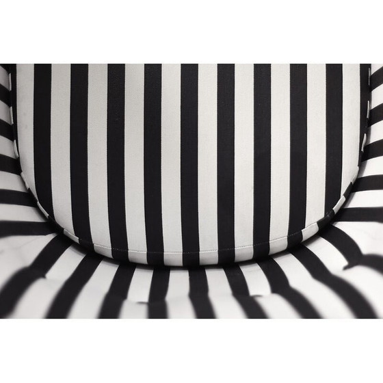 Image 1 of Pair of vintage Scandinavian rounded armchairs with black and white stripes, 1960s