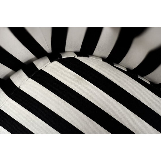Image 1 of Pair of vintage Scandinavian rounded armchairs with black and white stripes, 1960s
