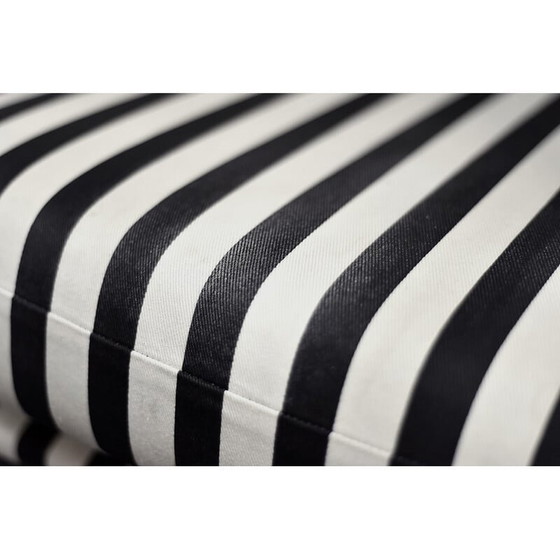 Image 1 of Pair of vintage Scandinavian rounded armchairs with black and white stripes, 1960s