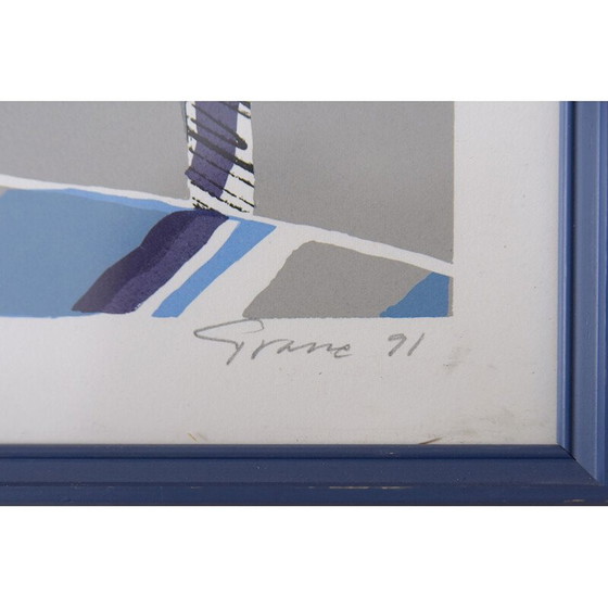 Image 1 of Vintage color lithograph of Vintern by Knut Grane, Sweden 1991