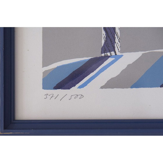 Image 1 of Vintage color lithograph of Vintern by Knut Grane, Sweden 1991