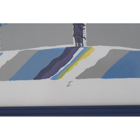 Image 1 of Vintage color lithograph of Vintern by Knut Grane, Sweden 1991