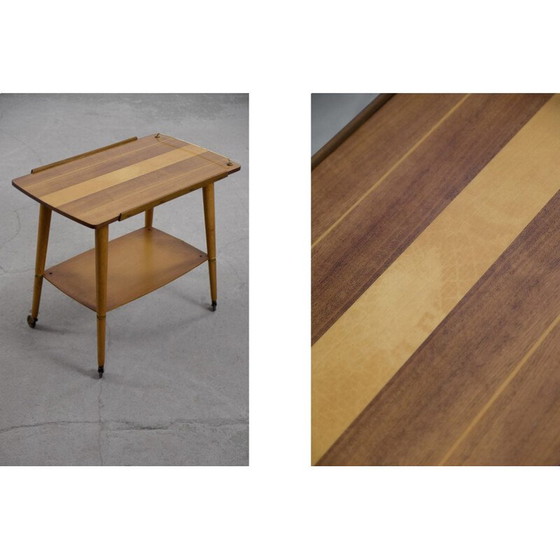 Image 1 of Vintage maple wood bar cart or serving cart by Ilse Möbel, Germany 1960