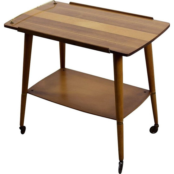 Image 1 of Vintage maple wood bar cart or serving cart by Ilse Möbel, Germany 1960