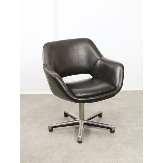 Image 1 of Vintage brown leather office chair, Italy