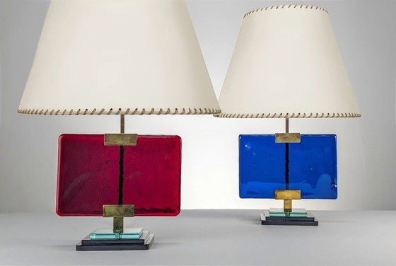 Image 1 of 2X Table Lamps By Pietro Chiesa For Fontana Arte