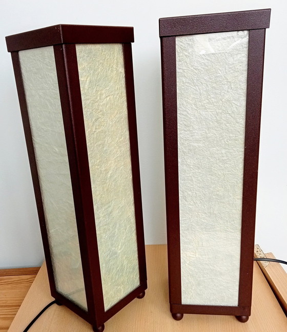 Image 1 of Set of Japanese Atmosphere Table Lamps Square High Model