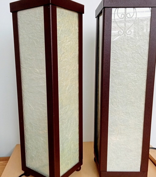 Set of Japanese Atmosphere Table Lamps Square High Model