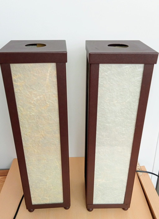 Set of Japanese Atmosphere Table Lamps Square High Model