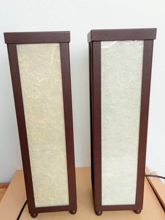 Image 1 of Set of Japanese Atmosphere Table Lamps Square High Model