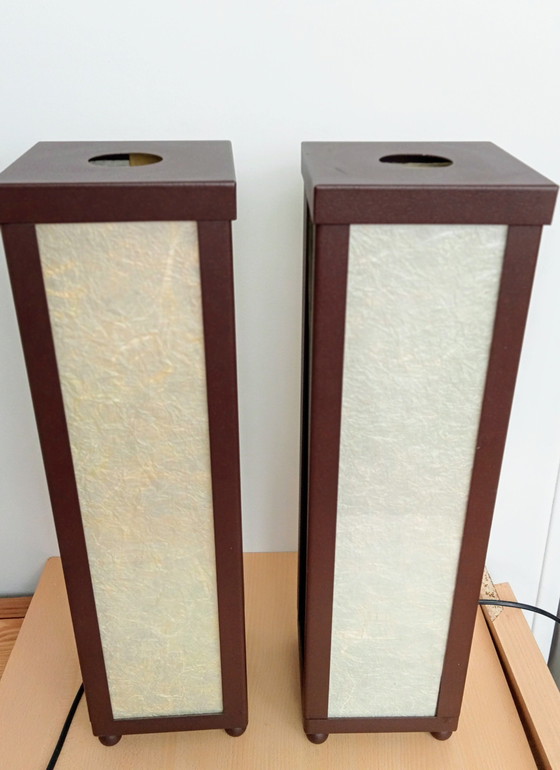 Image 1 of Set of Japanese Atmosphere Table Lamps Square High Model