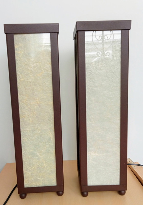 Image 1 of Set of Japanese Atmosphere Table Lamps Square High Model