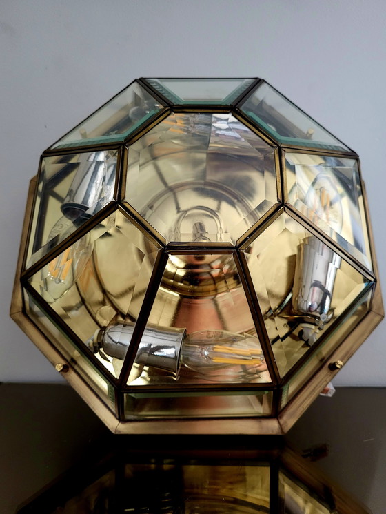 Image 1 of Lampe à suspension octogonale Deknudt hollywood regency style 1980