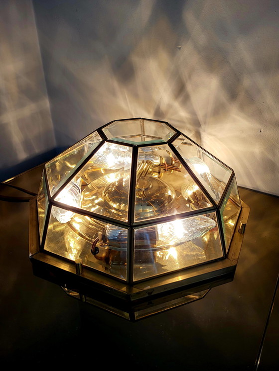 Image 1 of Lampe à suspension octogonale Deknudt hollywood regency style 1980