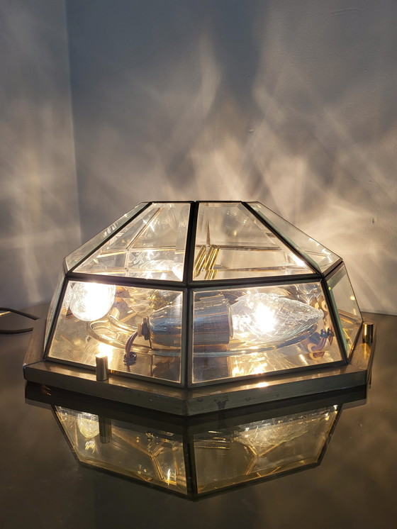 Image 1 of Lampe à suspension octogonale Deknudt hollywood regency style 1980