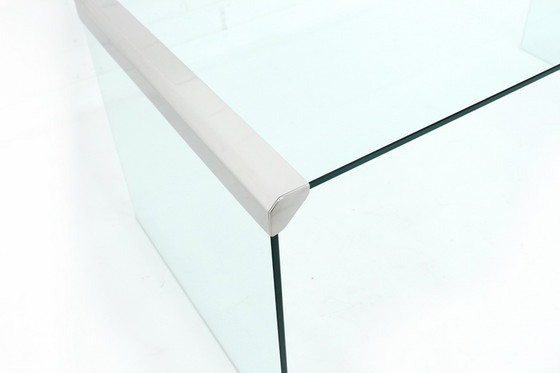 Image 1 of Gallotti & Radice T35 R Coffee Table Set, nesting tables, Italy 1975, stainless steel + crystal glass