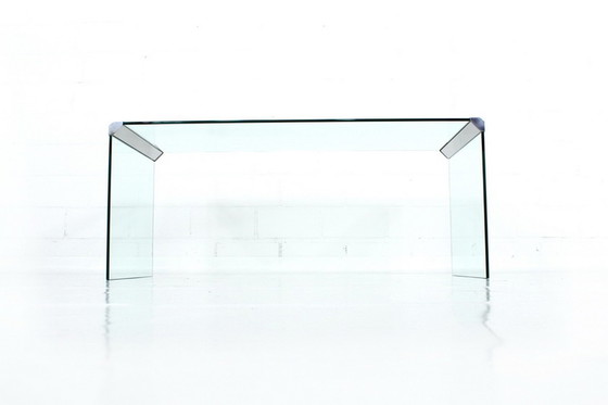 Image 1 of Gallotti & Radice T35 R Coffee Table Set, nesting tables, Italy 1975, stainless steel + crystal glass