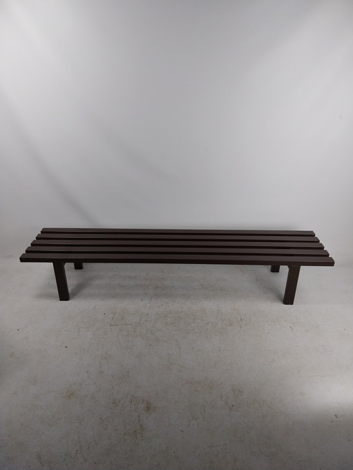 1 X Metal Slatted Bench By Meta 1970'S