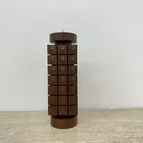 Image 1 of Mid Century design teak wooden candle holder , 1970s