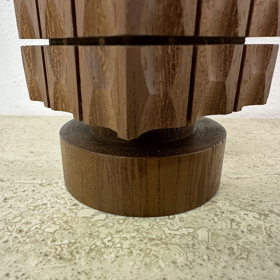 Image 1 of Mid Century design teak wooden candle holder , 1970s