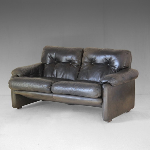 Vintage leather sofa, model "Coronado", by Afra and Tobia Scarpa for B.B, Italy 1960