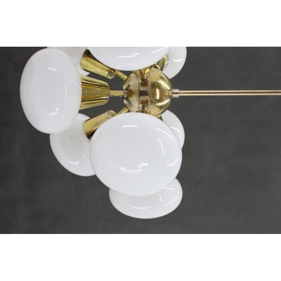 Image 1 of Vintage brass 9flamming chandelier by Sputnik, Czechoslovakia 1970s