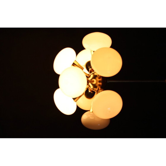 Image 1 of Vintage brass 9flamming chandelier by Sputnik, Czechoslovakia 1970s