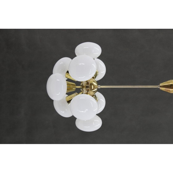 Image 1 of Vintage brass 9flamming chandelier by Sputnik, Czechoslovakia 1970s