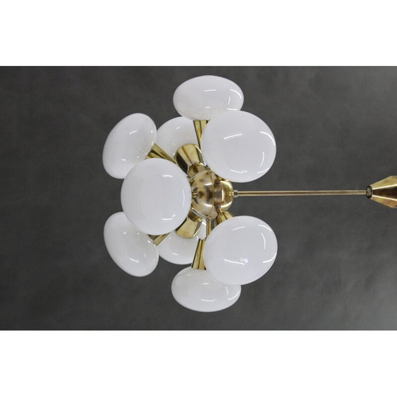 Image 1 of Vintage brass 9flamming chandelier by Sputnik, Czechoslovakia 1970s