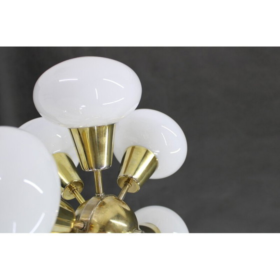 Image 1 of Vintage brass 9flamming chandelier by Sputnik, Czechoslovakia 1970s