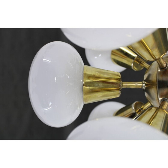 Image 1 of Vintage brass 9flamming chandelier by Sputnik, Czechoslovakia 1970s