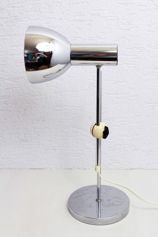  Fischer Leuchten Articulated Desk Lamp In Chrome Metal, 1970