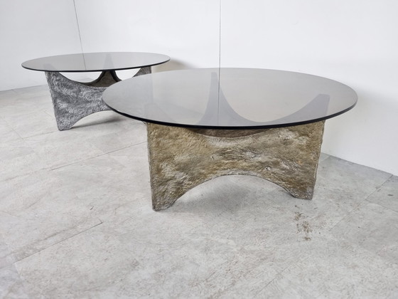 Image 1 of 2x Brutalist coffee tables, set