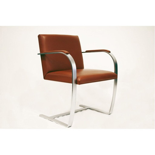 Vintage armchair by Mies van der Rohe Brno for Knoll in brown leather