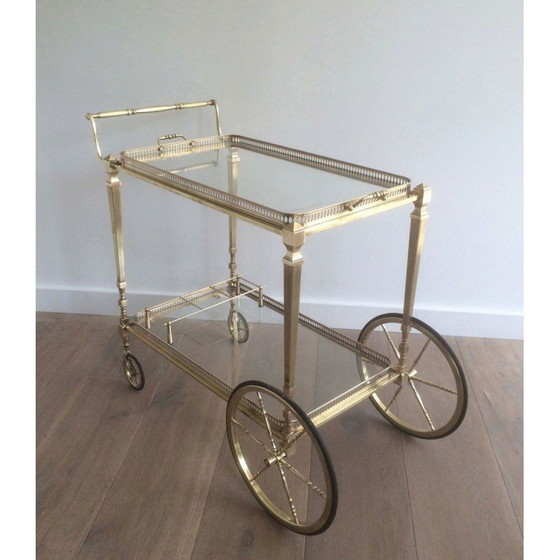 Image 1 of Vintage brass rolling table by Maison Baguès, 1940