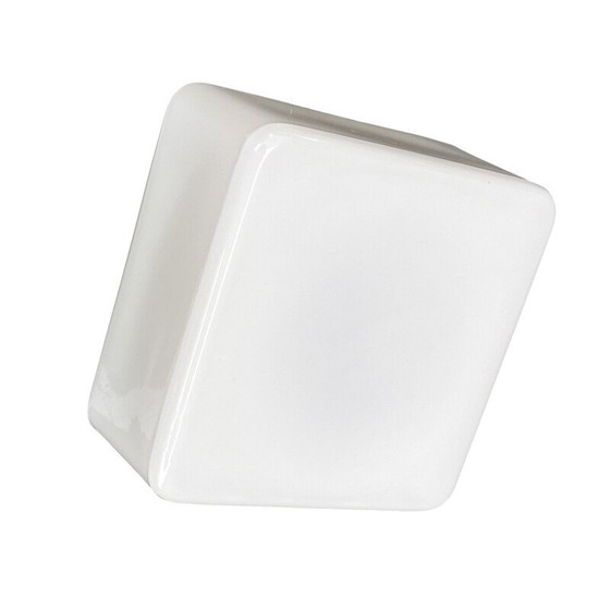 Image 1 of Vintage square white glass ceiling lamp for Rudolf Zimmermann, Bamberg, Germany 1980