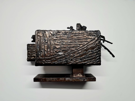 Brutalist Metal Vase / Pen Case 1970