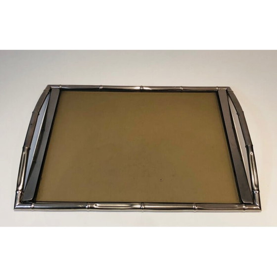 Image 1 of Vintage smoked glass tray, France 1970