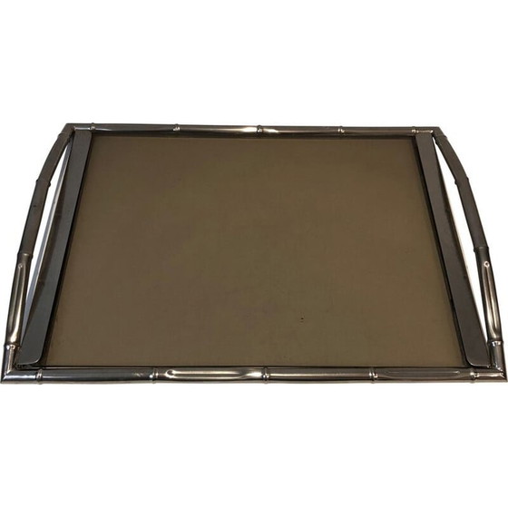 Image 1 of Vintage smoked glass tray, France 1970